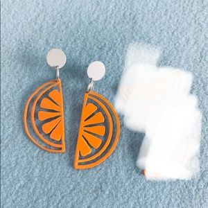 Handmade orange slice summer dangly earrings